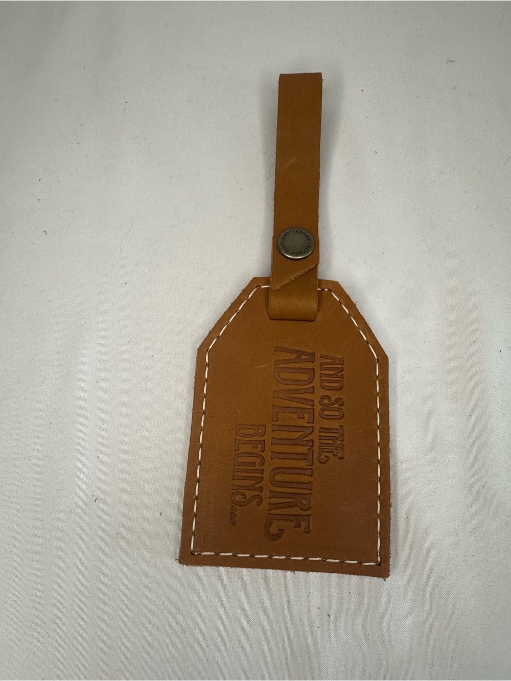 Portland Leather Luggage Tag - Tan "And So the Adventure Begins"